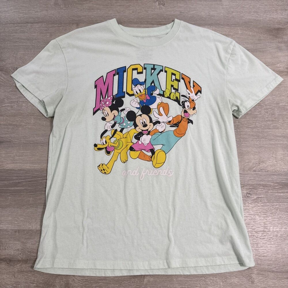 Mickey Mouse Shirt And Friends Disney Men’s Light Green Large Cotton Tee